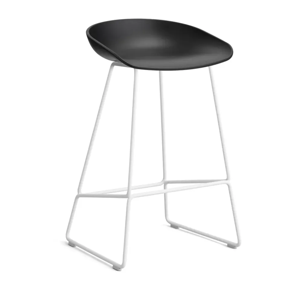 Taburete bajo About a Stool 38, 2.0, -blanco con estructura de acero*HAY Discount