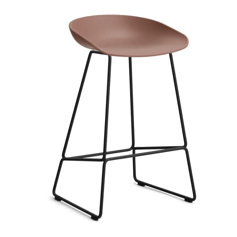 Taburete bajo About a Stool 38, 2.0, Ladrillo suave-estructura de acero negro*HAY Hot