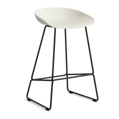 Taburete bajo About a Stool 38, 2.0, Crema melange-estructura de acero negro*HAY Best