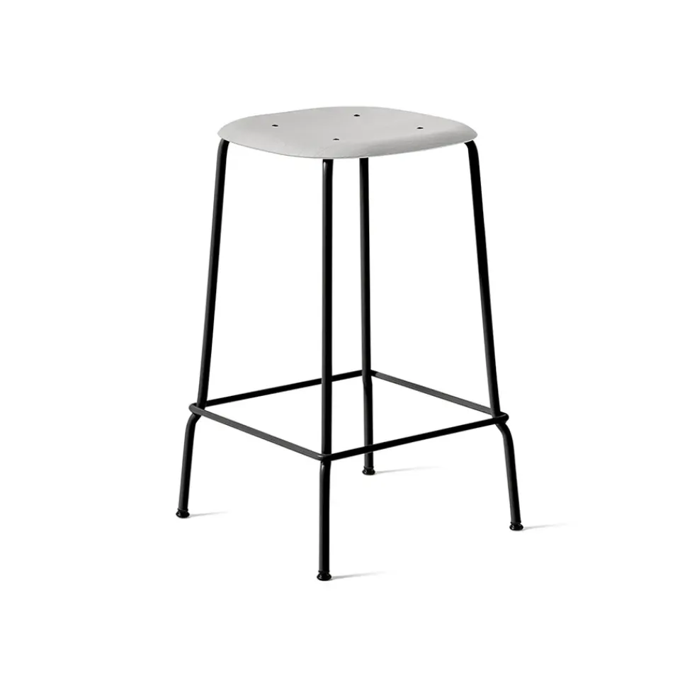 Taburete bajo Soft Edge 30, soft grey, estructura de acero negra*HAY Clearance