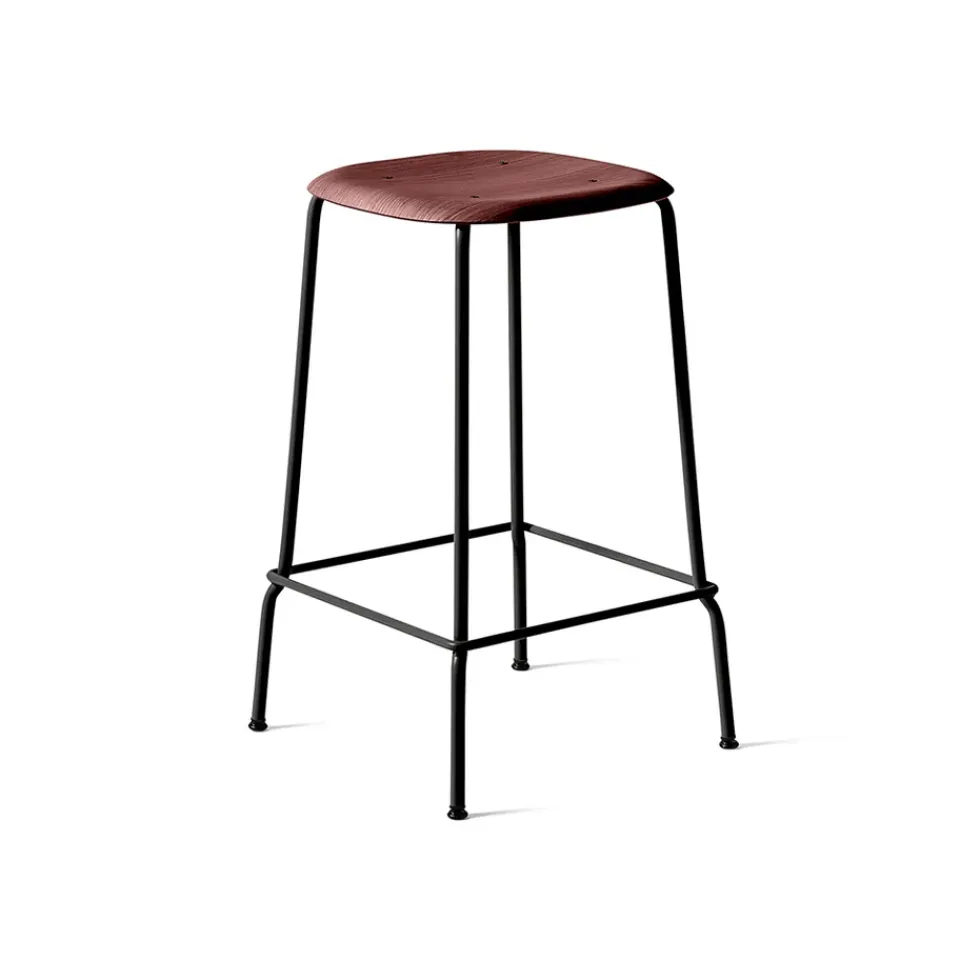 Taburete bajo Soft Edge 30, fall red, estructura de acero negra*HAY Hot