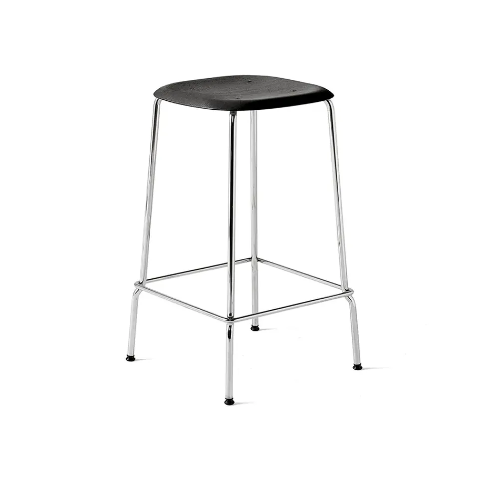 Taburete bajo Soft Edge 30, Black oak-estructura cromada*HAY Best