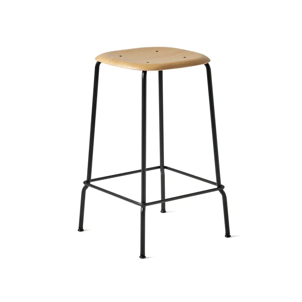 Taburete bajo Soft Edge 30, oak-estructura de acero negra*HAY Best