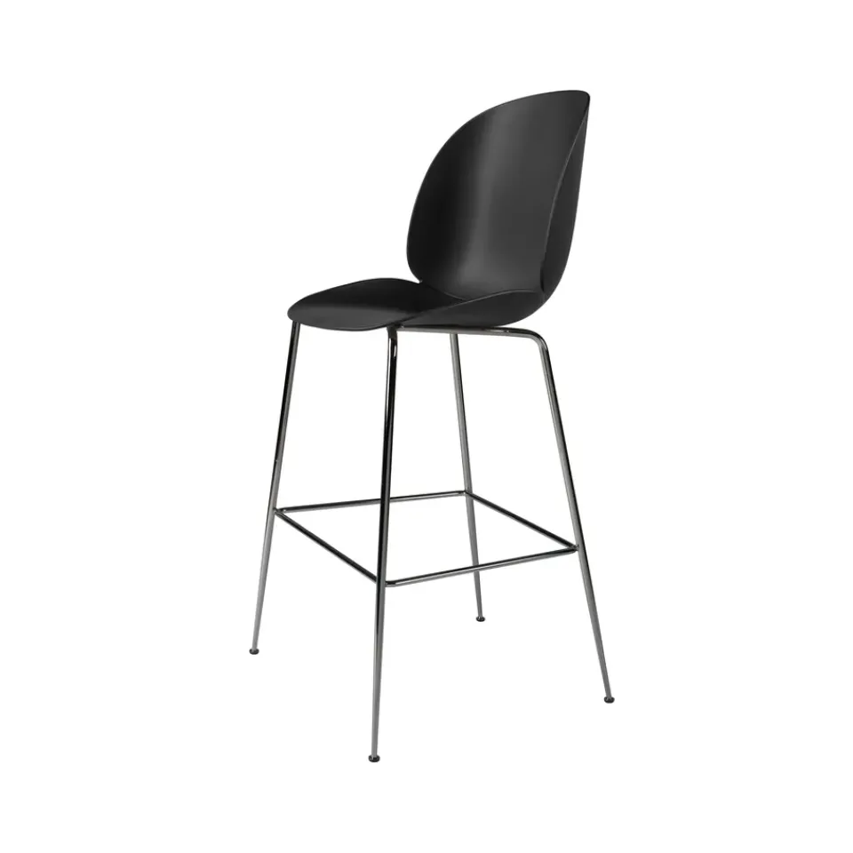 Taburete bar Beetle alto, Black, patas acero cromado*GUBI Clearance