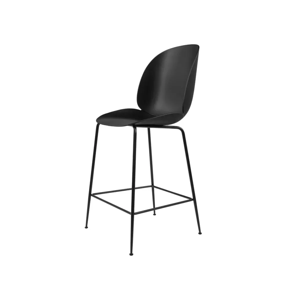 Taburete bar Beetle bajo, Black, patas de acero en*GUBI Clearance