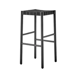 Taburete bar Betty TK8, Black, asiento de banda de lino trenzada*&Tradition New