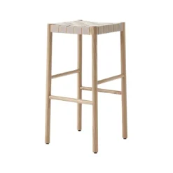 Taburete bar Betty TK8, Oak, asiento de banda de lino trenzada*&Tradition Online