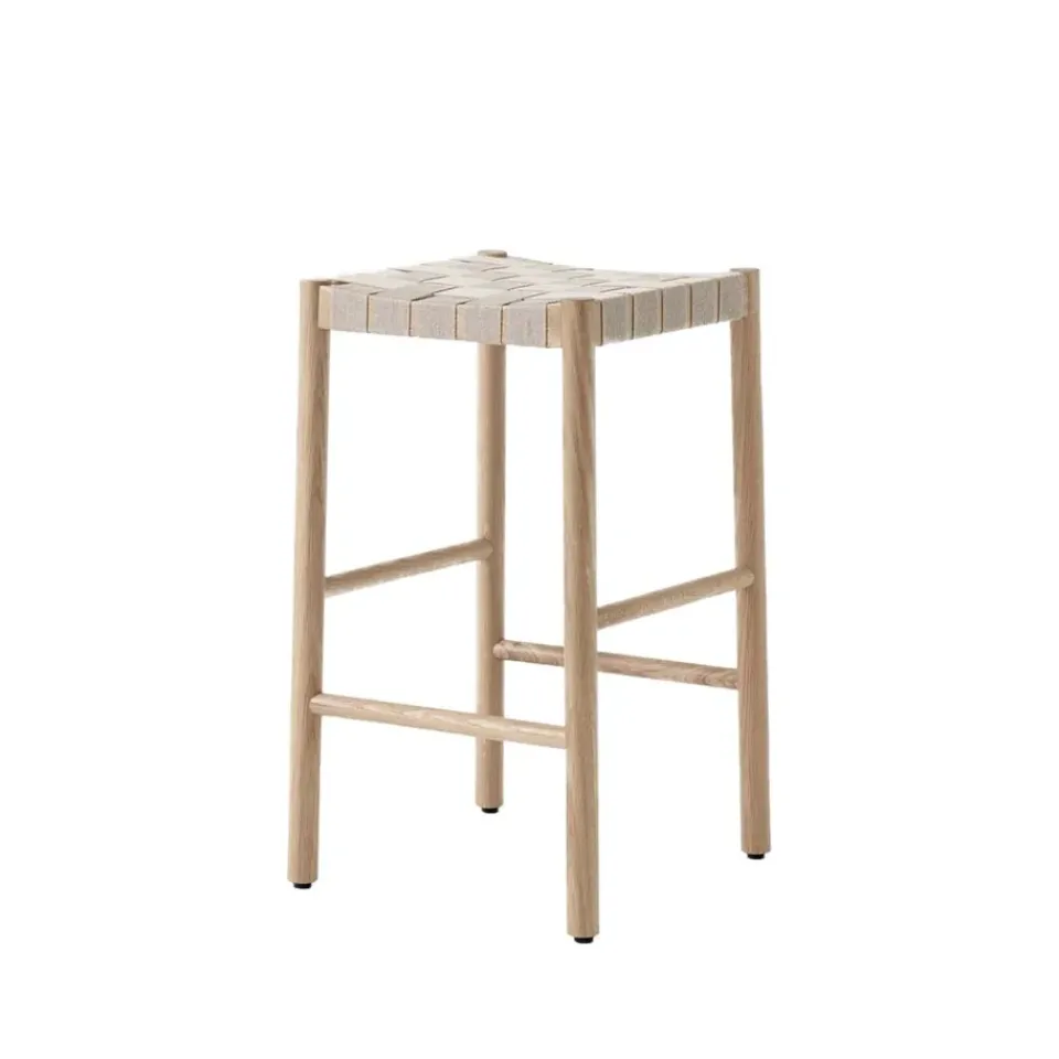 Taburete bar Betty TK7, Oak, asiento de banda de lino trenzada*&Tradition Discount