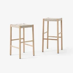 Taburete bar Betty TK7, Oak, asiento de banda de lino trenzada*&Tradition Discount