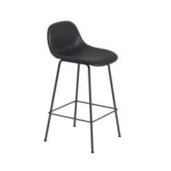 Taburete bar Fiber patas metálicas, Refine leather black-Black*Muuto Best