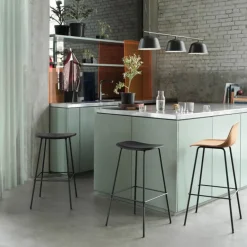Taburete bar Fiber patas metálicas, Refine leather black-Black*Muuto Best
