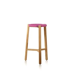 Taburete bar Happy bajo, Cerise, patas de roble*A2