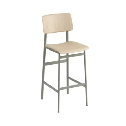 Taburete bar Loft, Oak-alto-dusty green base de acero*Muuto Online