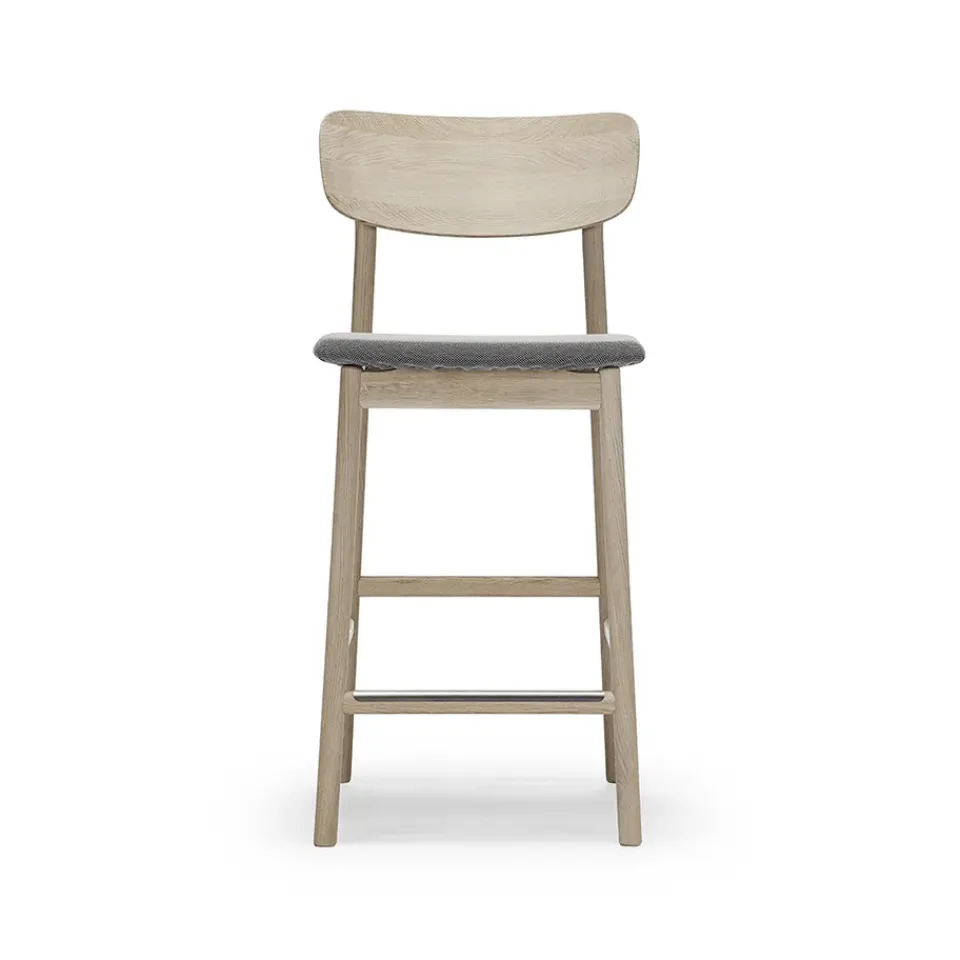 Taburete bar Prima Vista, Tela blues 9202 /beige, estructura de roble aceitado blanco*Stolab Best