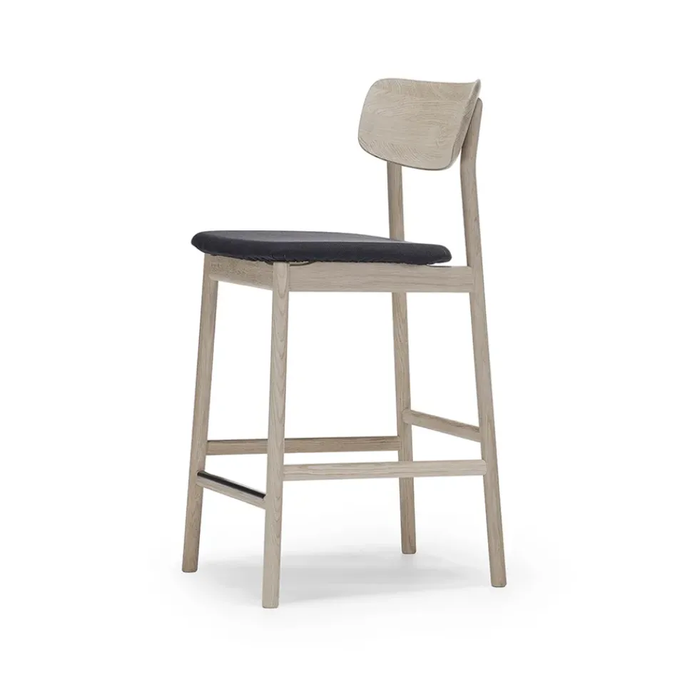 Taburete bar Prima Vista, Tela blues 9833 , estructura de roble aceitado blanco*Stolab Hot