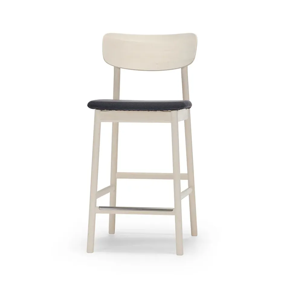 Taburete bar Prima Vista, Tela blues 9833 , estructura de abedul aceitado blanco*Stolab