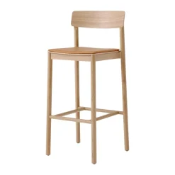 Taburete Betty TK17 Bar Chair 75 cm, Cuero color coñac Noble-roble lacado*&Tradition Hot
