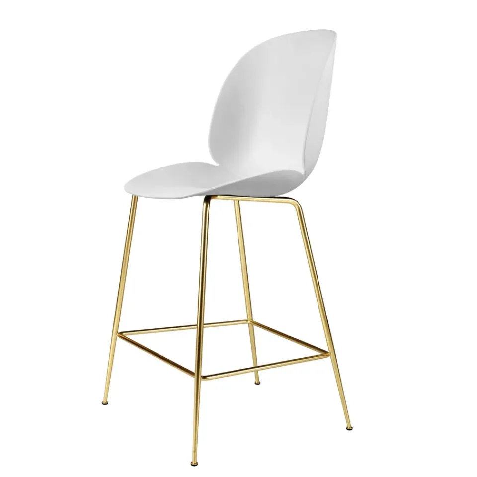Taburete de bar de plástico Beetle con patas de bronce,*GUBI Hot