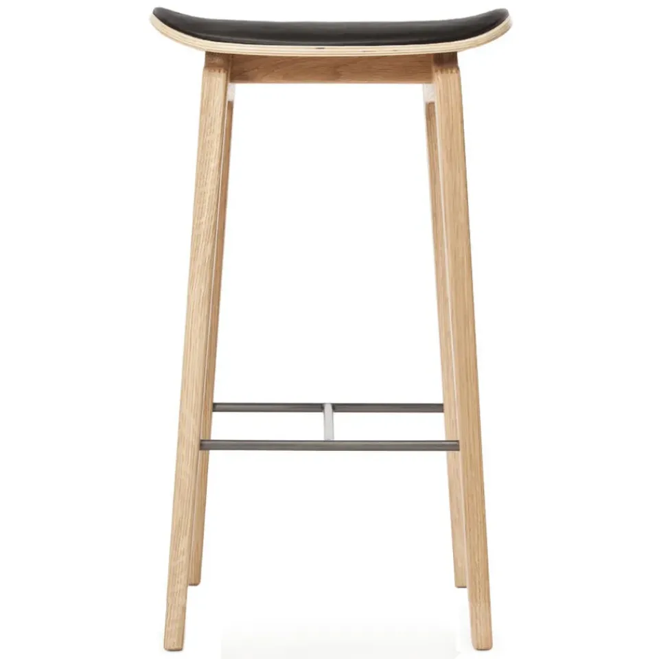 Taburete de bar de roble con asientos de cuero NY11 65 cm, Ultra black*NORR11 Clearance