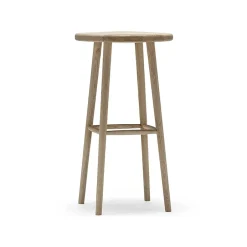 Taburete de bar Miss Button, Roble aceite blanco, alto*Stolab Outlet