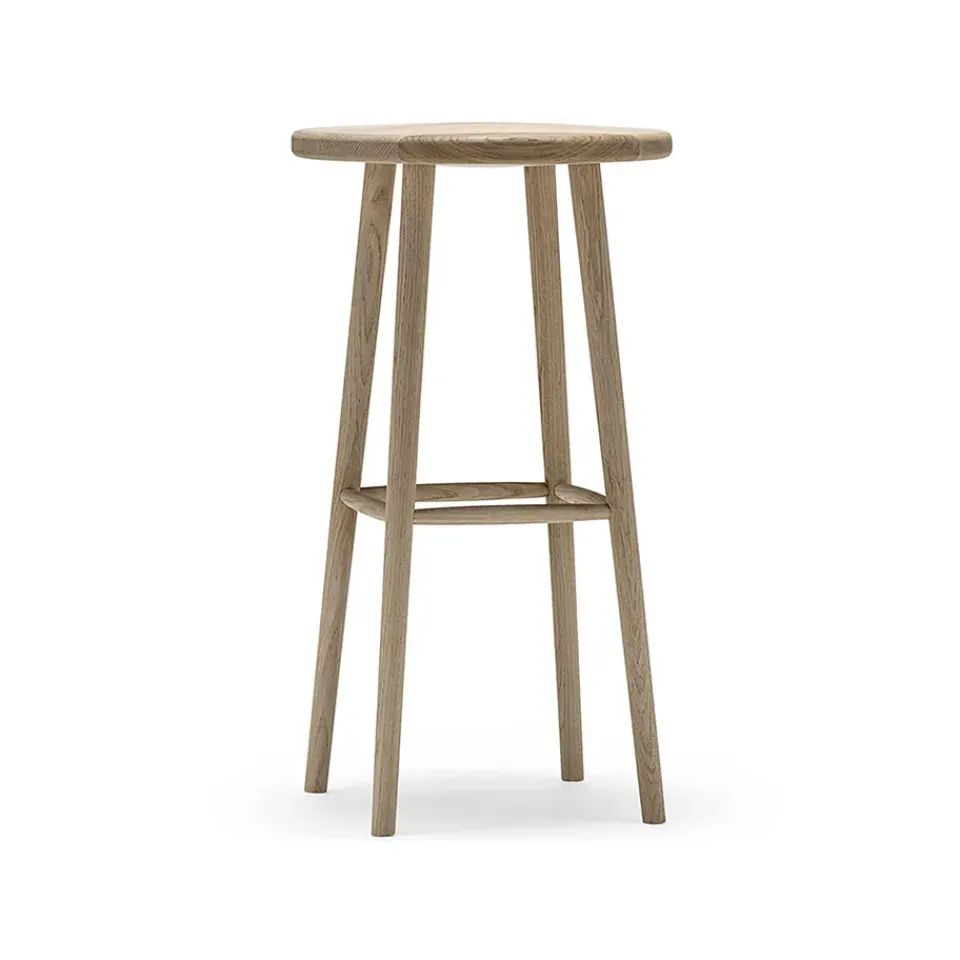 Taburete de bar Miss Button, Roble aceite blanco, alto*Stolab Outlet