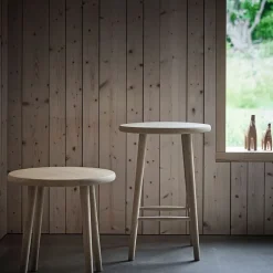 Taburete de bar Miss Button, Roble aceite blanco, alto*Stolab Outlet