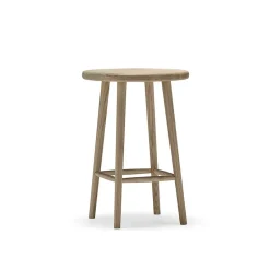 Taburete de bar Miss Button, Roble aceite blanco, mediano*Stolab