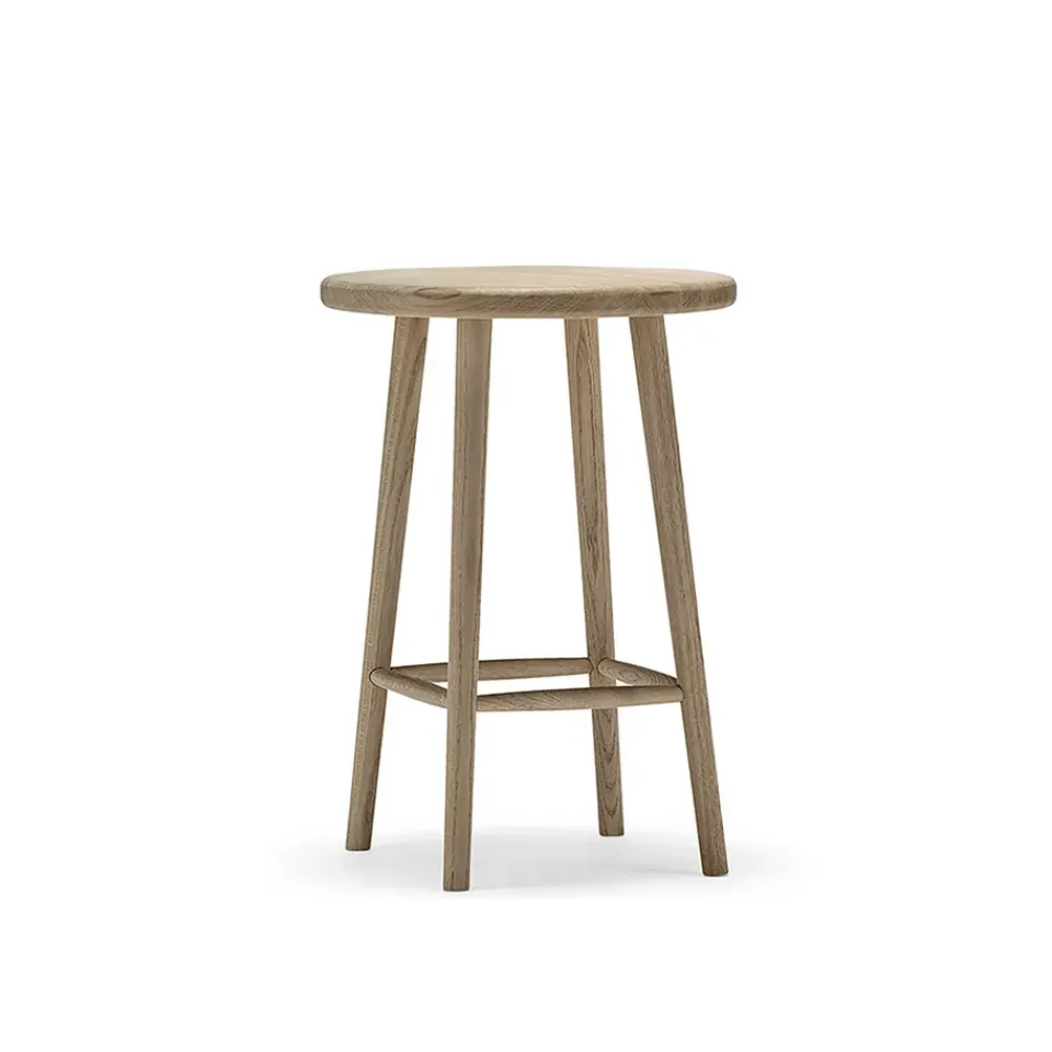 Taburete de bar Miss Button, Roble aceite blanco, mediano*Stolab