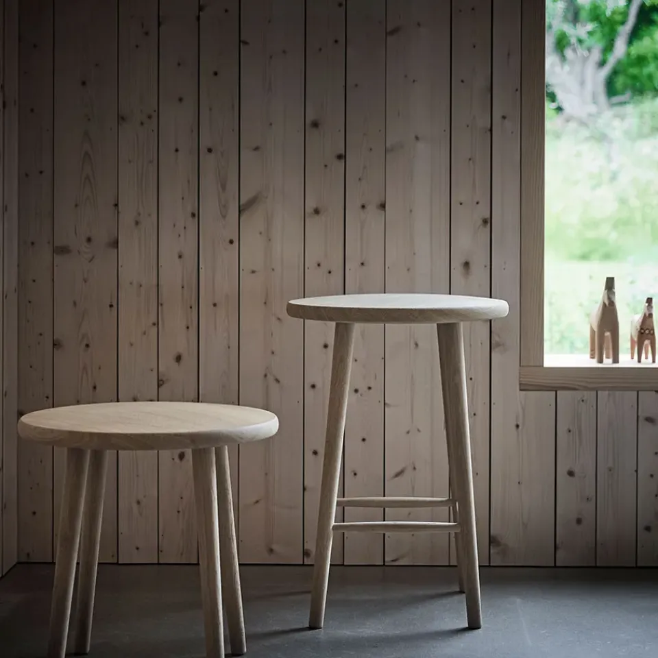 Taburete de bar Miss Button, Roble aceite blanco, mediano*Stolab