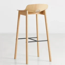 Taburete de bar Mono, Roble pigmentado blanco*Woud Online