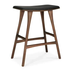 Taburete de bar Osso , Teca-cuero , 65 cm*Ethnicraft New
