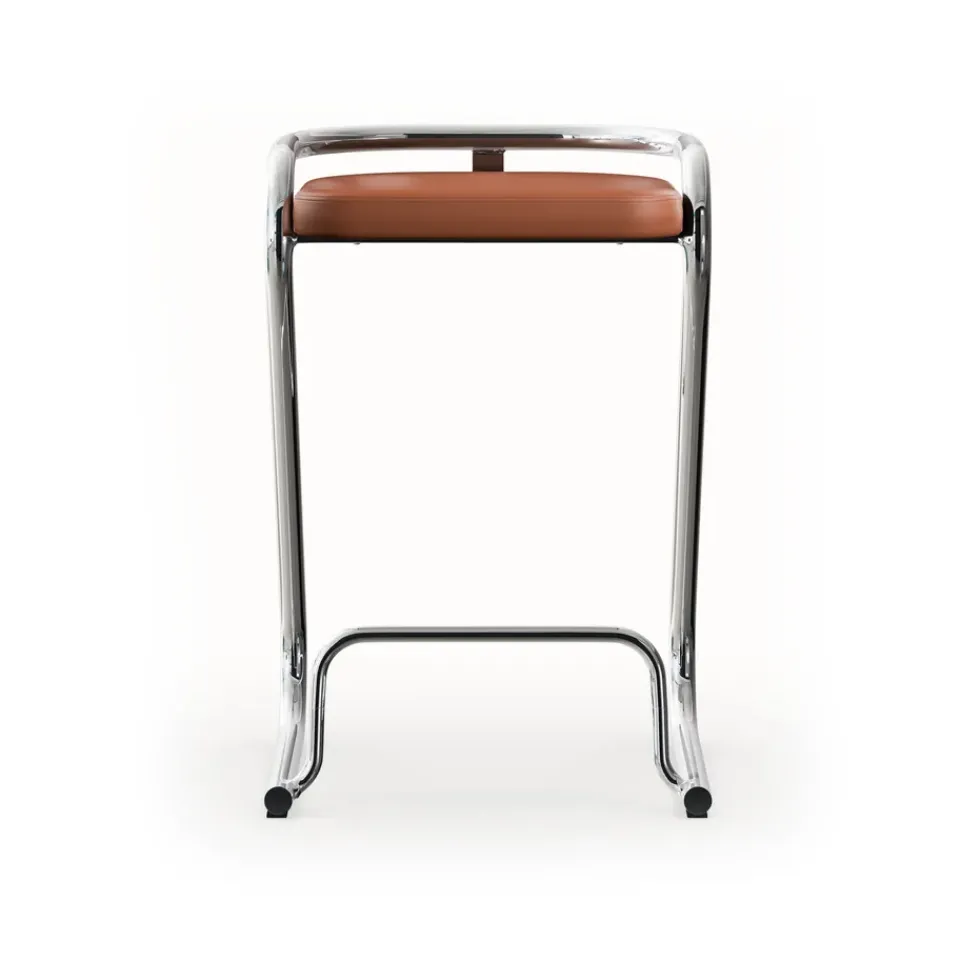 Taburete de bar S70-3 , Elmo Nordic cuero Cognac-estructura cromada*Lammhults Online