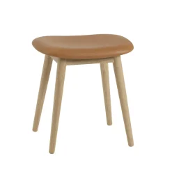 Taburete Fiber, Cuero cognac, patas de roble*Muuto