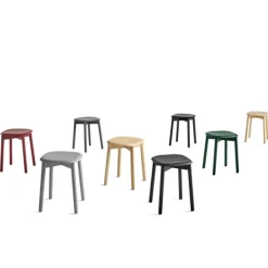 Taburete Soft Edge 72, Fall red-fall red bastidor de roble*HAY Best