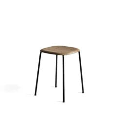 Taburete Soft Edge 70, Roble ahumado-estructura de acero negra*HAY New