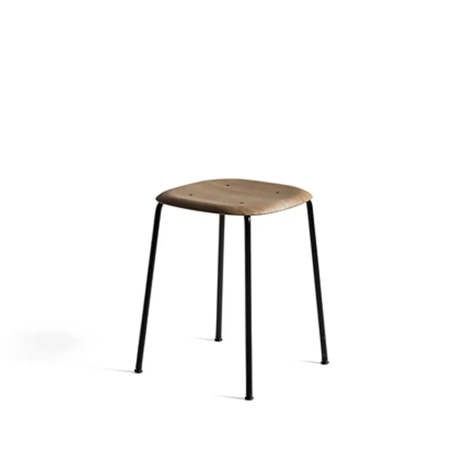 Taburete Soft Edge 70, Roble ahumado-estructura de acero negra*HAY New