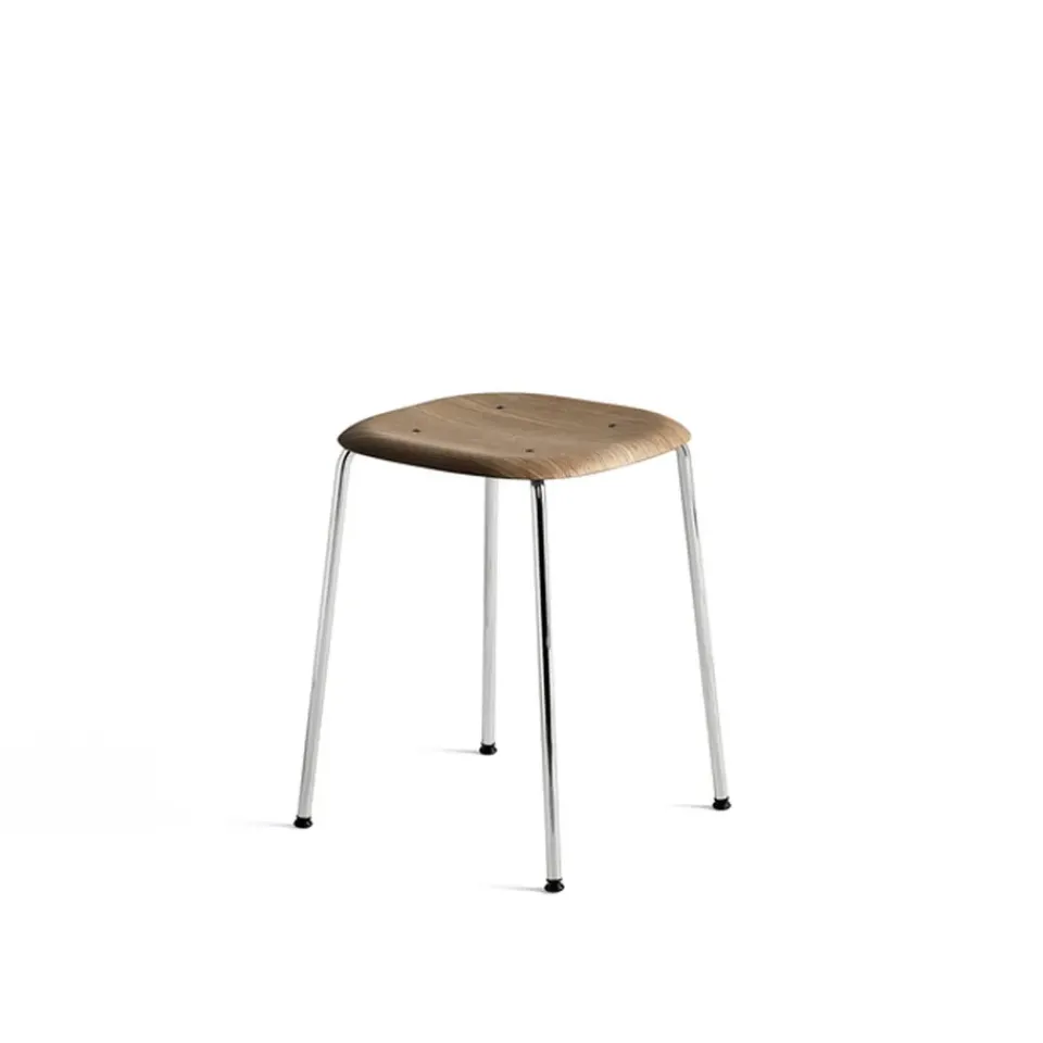 Taburete Soft Edge 70, Smoked oak con base cromada*HAY New