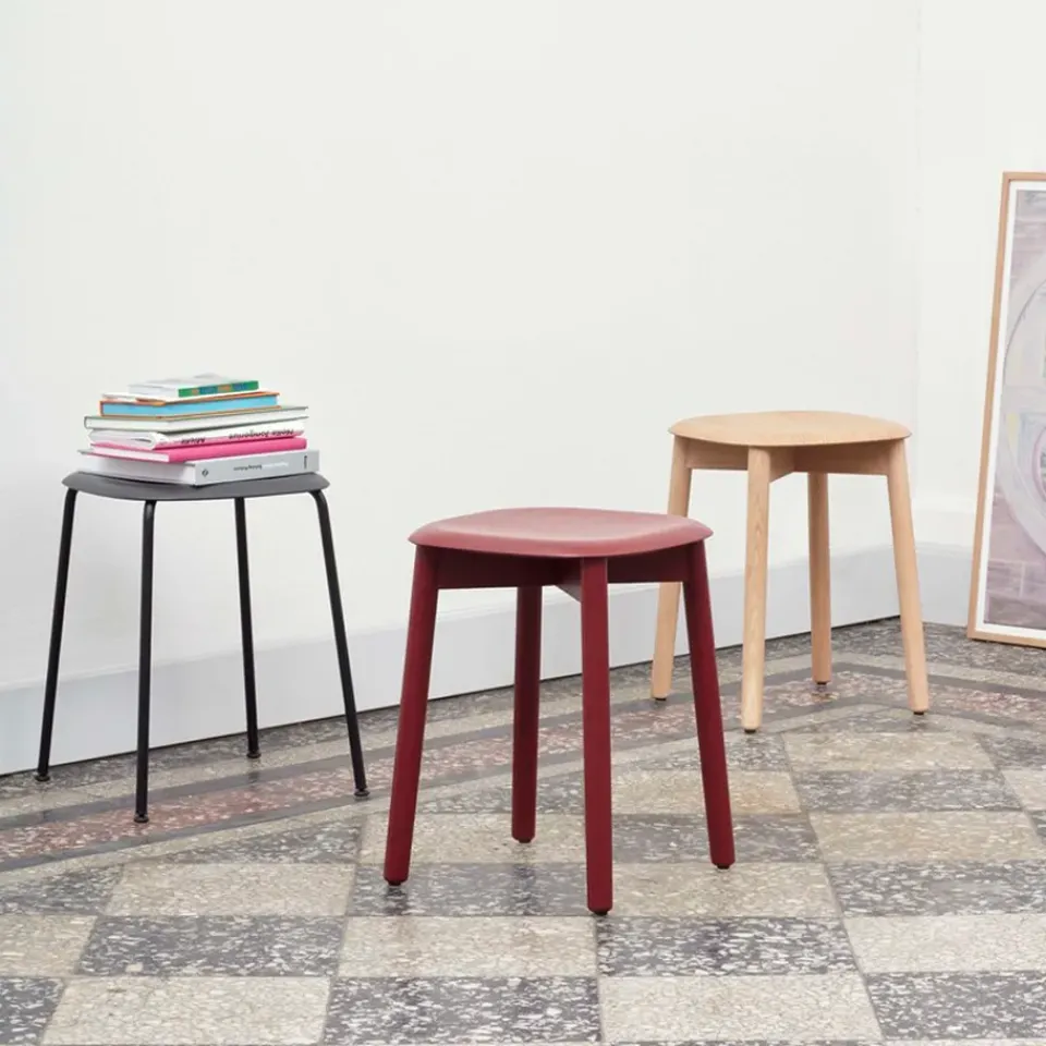 Taburete Soft Edge 72, Soft grey-soft grey estructura de roble/exoesqueleto de roble*HAY New
