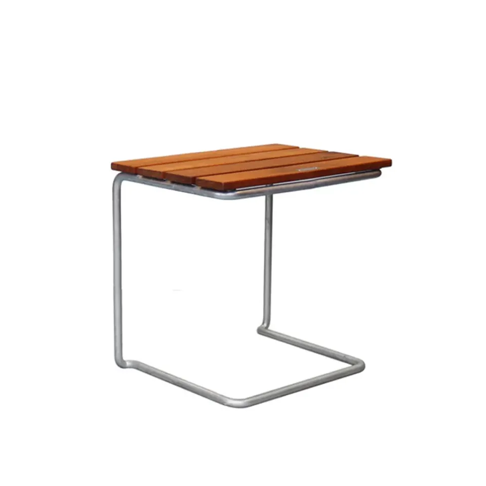 Taburete/reposapiés A3, Teca-estructura galvanizada en caliente*Grythyttan Stålmöbler Best