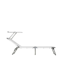 Tumbona de sol Amigo Top, Tela textaline white, estructura de aluminio, techo solar*Fiam Discount