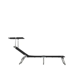 Tumbona de sol Amigo Top, Tela textaline black, estructura de aluminio, techo solar*Fiam Outlet