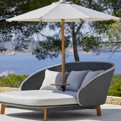 Tumbona Peacock Weave, Natté grey/light grey, incl. cojines claro & mesa*Cane-line New