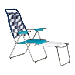 Tumbona Spaghetti con reposapiés, Multi, azul*Fiam Outlet
